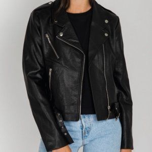 Brunette The Label Vegan Leather Moto Jacket